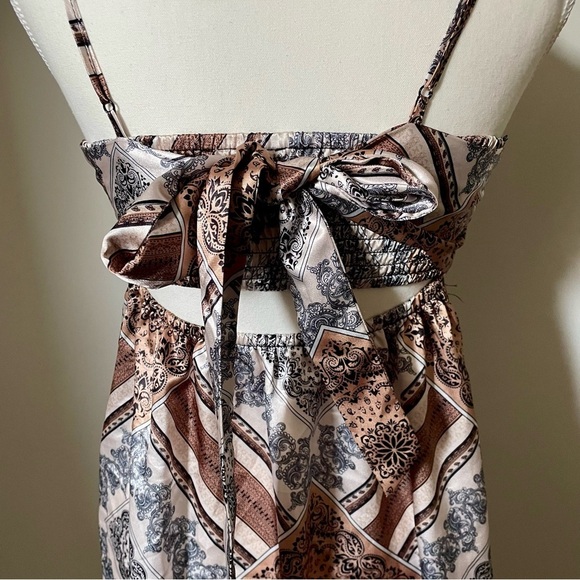 Ricki's Y2K Style Square Neck Satin Bandana Print Dress Size Small - Picture 5 of 12